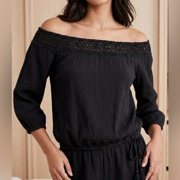 Victoria's Secret Tops - Victoria’ Secret Black Smocked Gauze Top. Eligible 3/$25